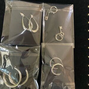 Chic Silver Hoop and Key Earrings Set